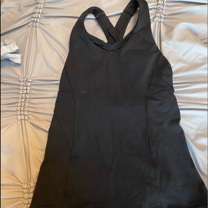 Lulu top with black mesh and built in bra